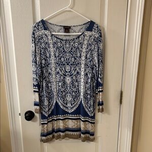 Multiples Navy and Cream Floral Tunic